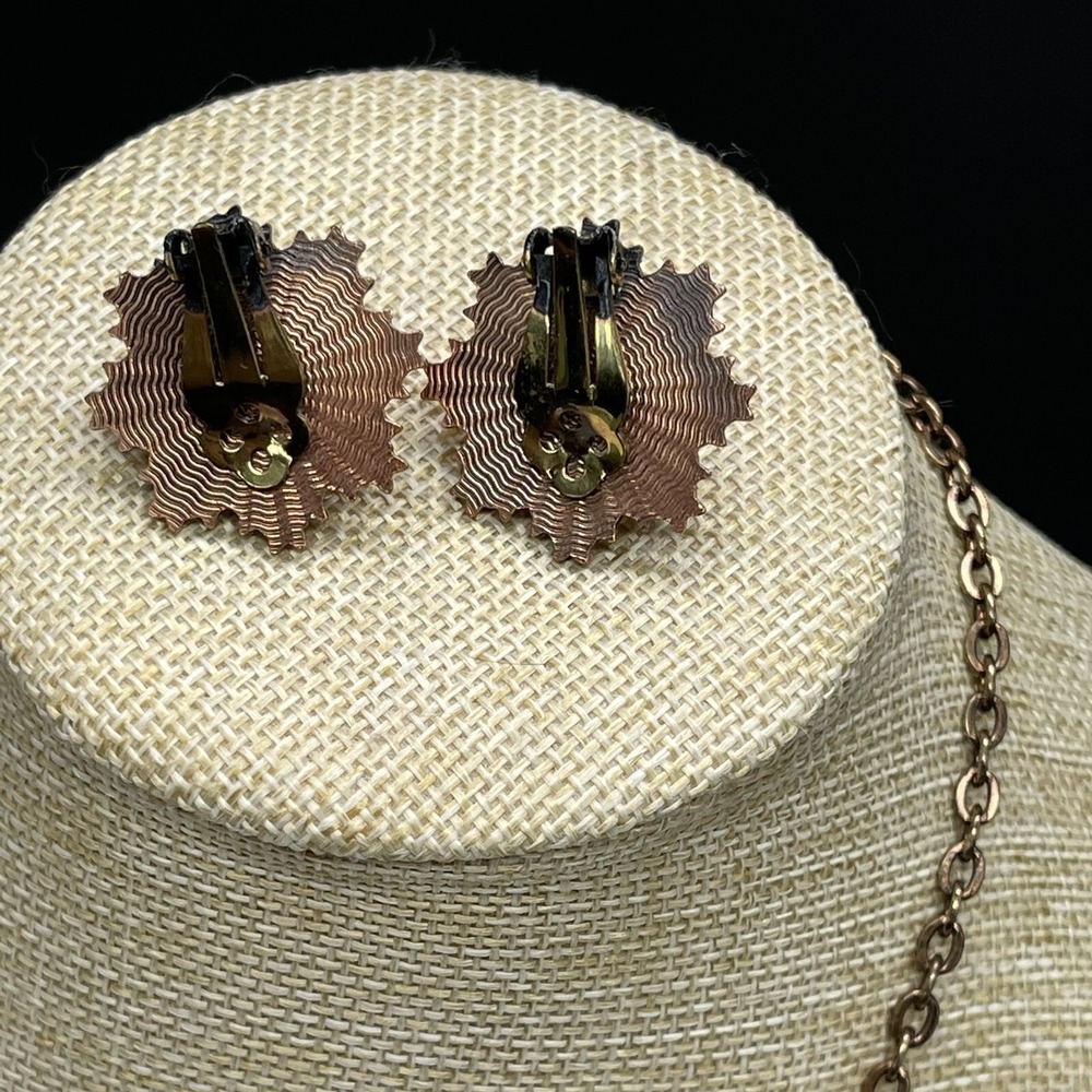 Vintage‎ Copper Necklace and Clip-on Earring Chain Metal Clusters - Picture 6 of 11